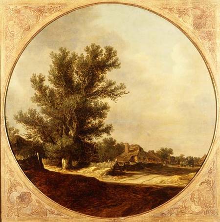 Oak Tree on a Country Lane with Travellers a Jan van Goyen