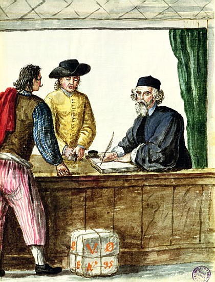 A Jewish Shopkeeper With Two Clients a Jan van Grevenbroeck