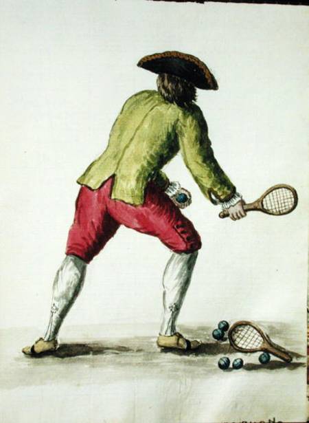 A Man Playing with a Racquet and Balls (pen & ink and w/c on paper) a Jan van Grevenbroeck