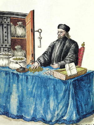 Venetian Moneylender, from an illustrated book of costumes (w/c on paper) a Jan van Grevenbroeck