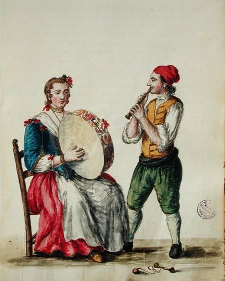 Venetian Musician (pen & ink and w/c on paper) a Jan van Grevenbroeck