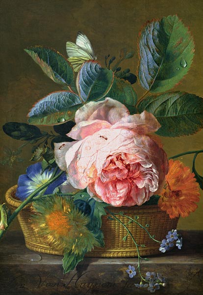 A Basket with Flowers a Jan van Huysum