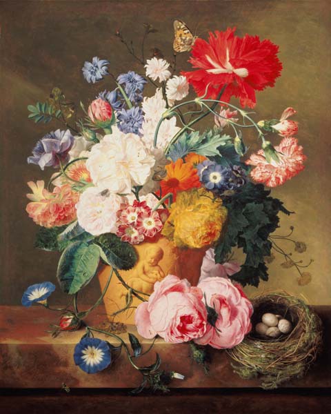 Flowers in a Terracotta Vase a Jan van Huysum