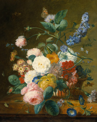 Still life with Flowers in a Basket a Jan van Huysum