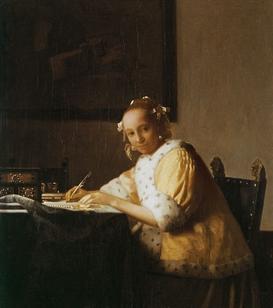 Lady writing a Letter a Johannes Vermeer 