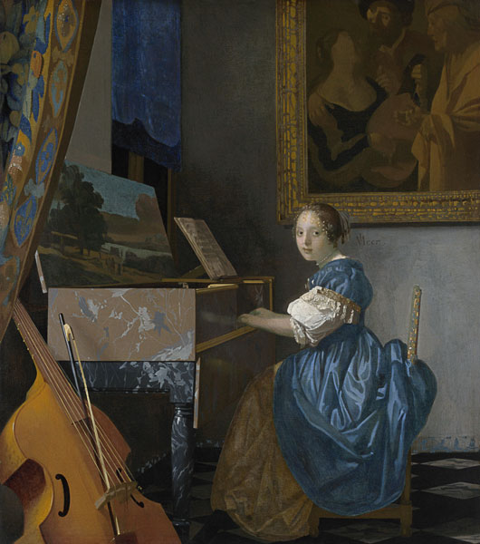 Giovane donna seduta al virginale a Johannes Vermeer 