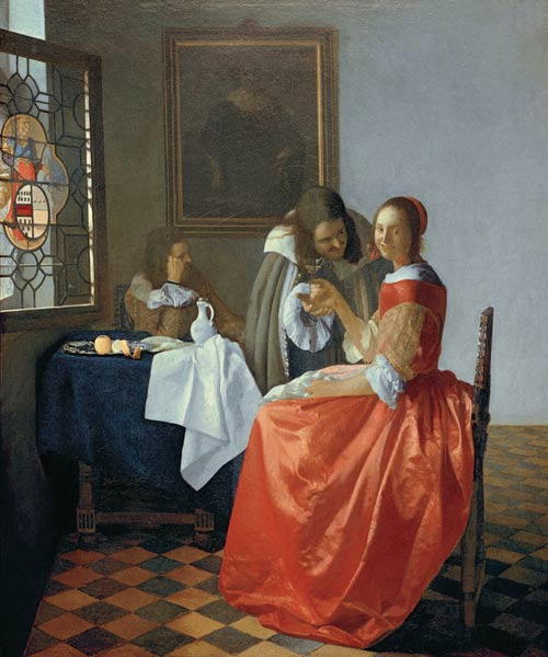 The Girl with the Wineglass a Johannes Vermeer 