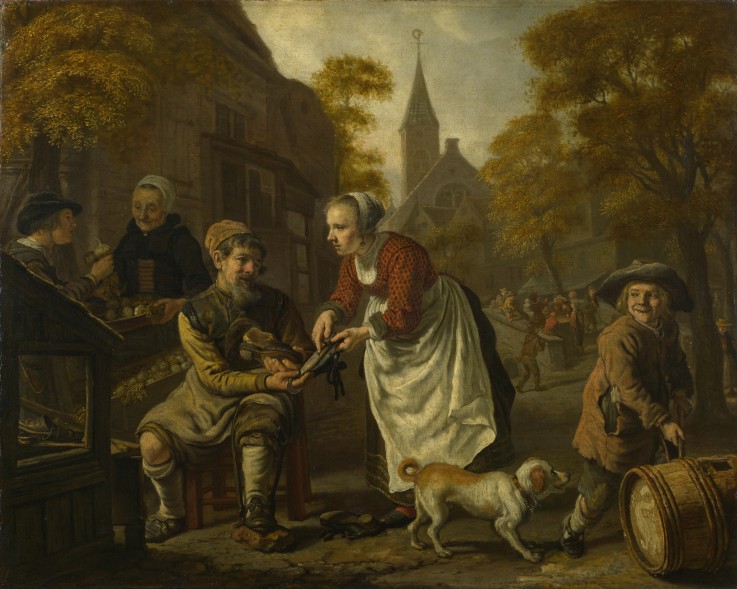 A Village Scene with a Cobbler a Jan Victors