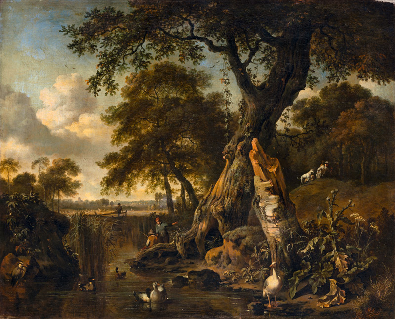 River Landscape with Fisherman and Hunter a Jan Wijnants