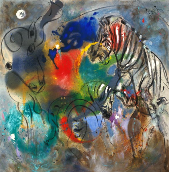 Zebra Mares, 1988 (oil on canvas)  a Jane  Deakin