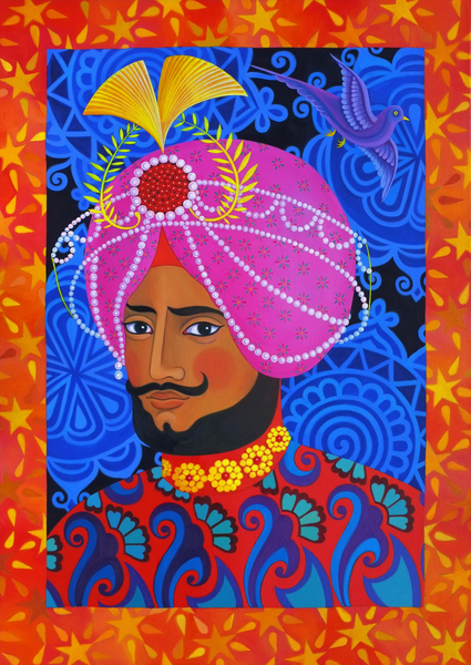 Maharaja with Pink Turban a Jane Tattersfield
