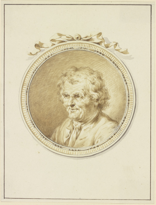 Bildnis eines alten Mannes nach links in einem Medaillon mit Schmuckband a Januarius Zick
