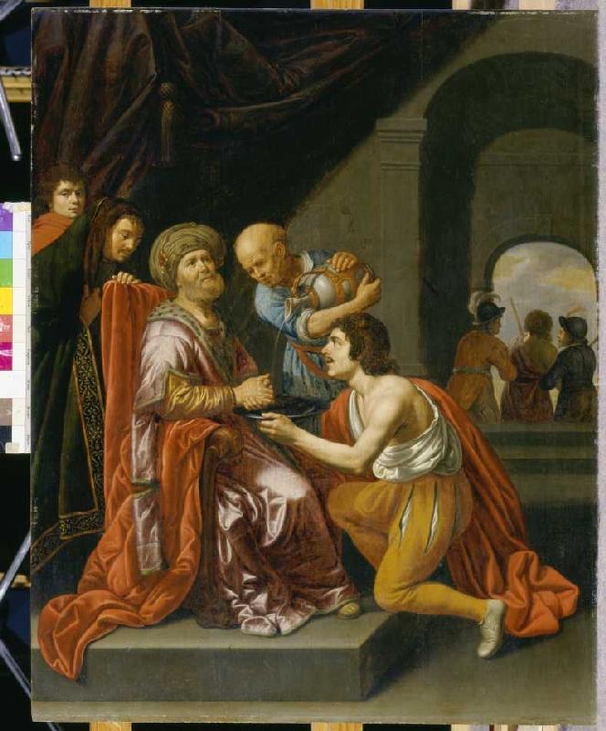 Pilatus wäscht seine Hände in Unschuld.Nach 1640. a Jan van Bijlert