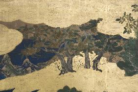 Detail of Spring in the Palace, six-fold screen from 'The Tale of Genji'