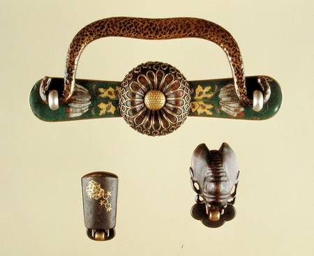 Ornamental drawer handles (copper & cloisonne enamel) a Japanese School