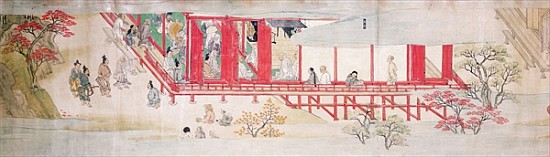 The House of the Shogun (ink on silk) a Japanese School