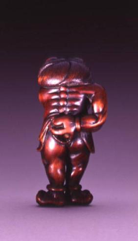 Netsuke of an Oni wearing a tiger-skin loincloth, Edo