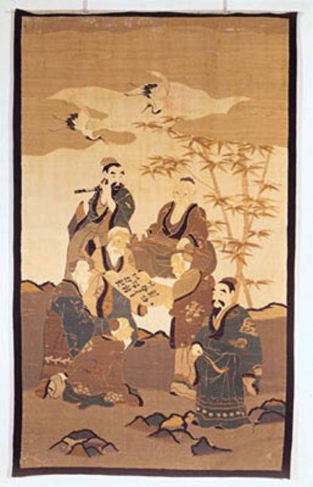 Seven wise men in the bamboo forest a Japanese School