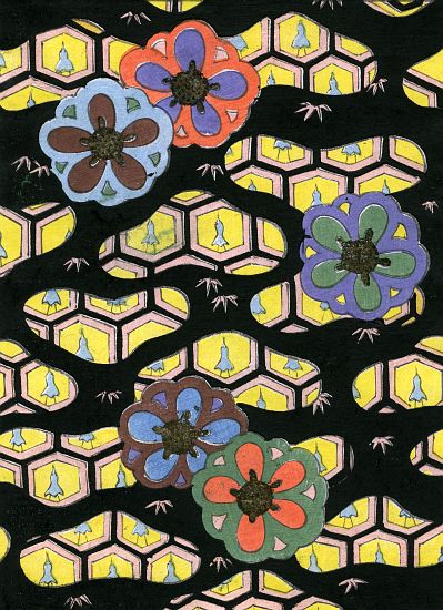 Woodblock Print of Honeycomb Pattern a Scuola Giapponese, (19°secolo) Scuola Giapponese, (19°secolo)