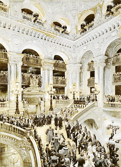 Inauguration of the Paris Opera House, 5th January 1875, 1878 (w/c & white on paper) a Jean-Baptiste Edouard Detaille