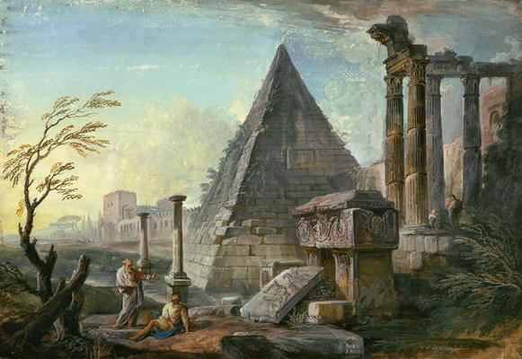 Pyramid of Caius Cestius at Rome (gouache on paper) a Jean-Baptiste Lallemand