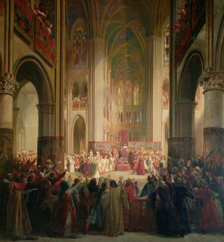 Estates General of Paris Meeting in Notre-Dame after the Death of Charles IV (1295-1328), 1st Februa a Jean Alaux