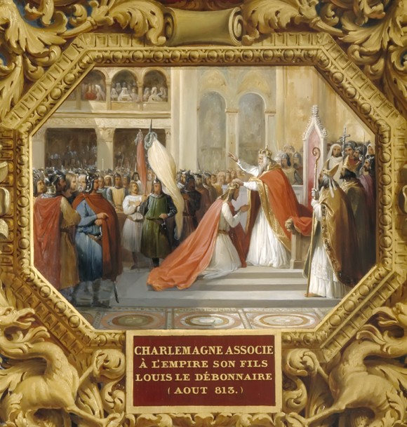 Charlemagne crowns his son Louis the Pious in 813 a Jean Alaux