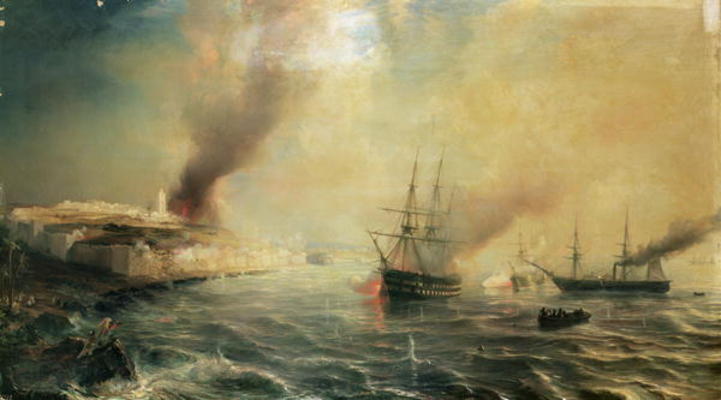 Bombardment of Sale, 26th November 1851, 1855 (oil on canvas) a Jean Antoine Theodore Gudin