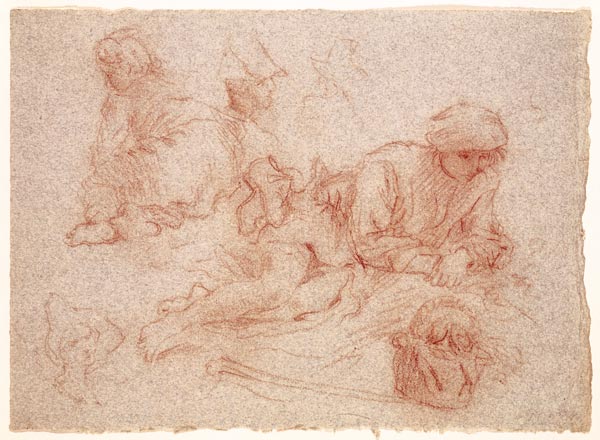 Study of a reclining man a Jean Antoine Watteau