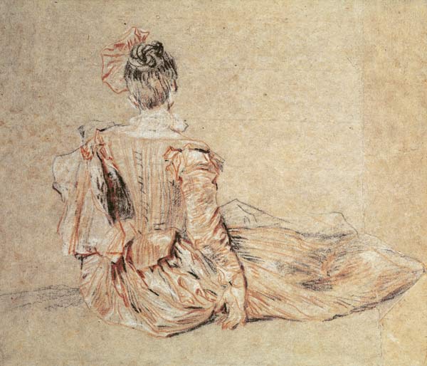 Study of a woman seen from the back, 1716-18 a Jean Antoine Watteau