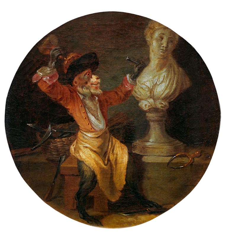 A.Watteau(Nachfolge), Affe als Bildhauer a Jean-Antoine Watteau