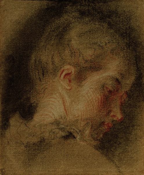 A.Watteau, Kopf einer jungen Frau a Jean-Antoine Watteau