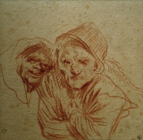 A.Watteau, Zwei grimassierende Alte a Jean-Antoine Watteau