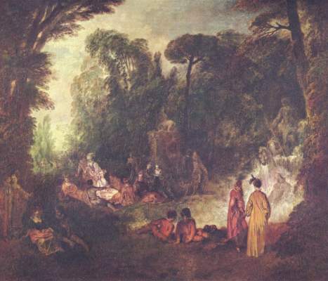 Feast in the park a Jean-Antoine Watteau