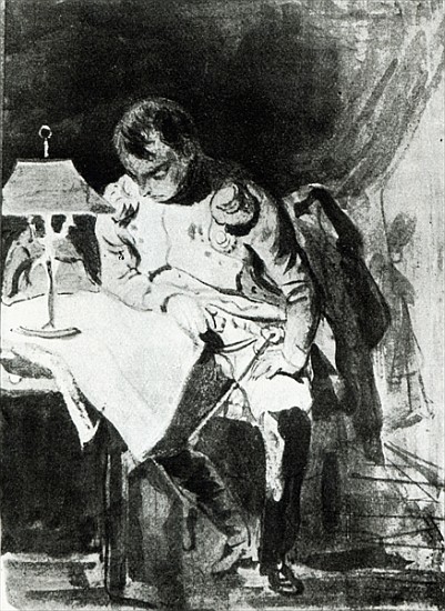 Napoleon studying his maps lamplight, c.1800 a Jean Auguste Dominique Ingres
