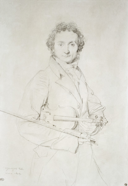 Portrait of Niccolo Paganini (1782-1840) a Jean Auguste Dominique Ingres