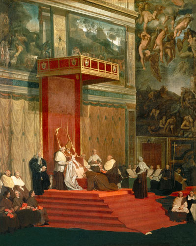 Pope Pius VII (Luigi Barnaba Chiaramonti) (1742-1823) attending chapel a Jean Auguste Dominique Ingres