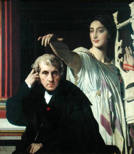 Portrait of the Italian Composer Cherubini (1760-1842) and the Muse of Lyrical Poetry a Jean Auguste Dominique Ingres