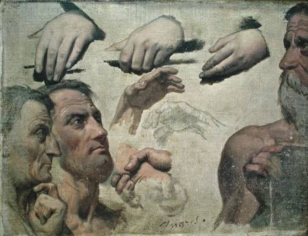 Study of Heads and Hands for the Apotheosis of Homer a Jean Auguste Dominique Ingres