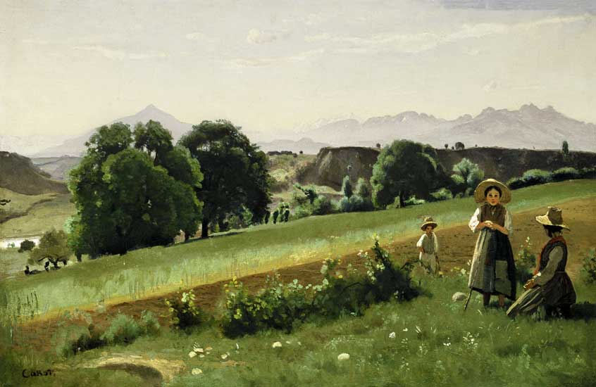 Countryside in Haute Savoie (Mornex) a Jean-Babtiste-Camille Corot