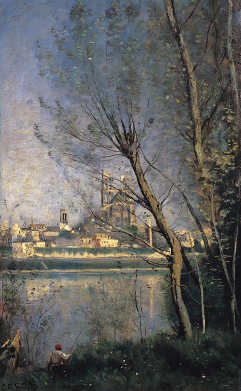C.Corot, Cathedral in Mantes / painting a Jean-Babtiste-Camille Corot