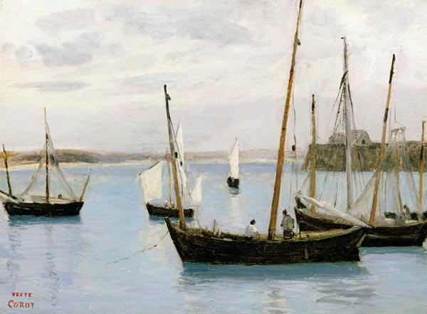 Granville, Fishing Boats a Jean-Babtiste-Camille Corot
