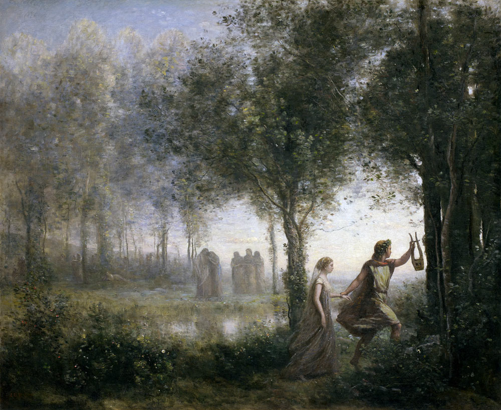 Orpheus Leading Eurydice from the Underworld a Jean-Babtiste-Camille Corot