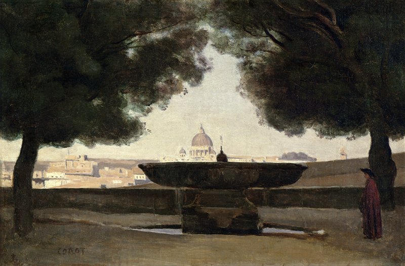 The Fountain of the French Academy in Rome a Jean-Babtiste-Camille Corot