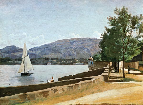 The Pâquis quay in Geneva a Jean-Babtiste-Camille Corot