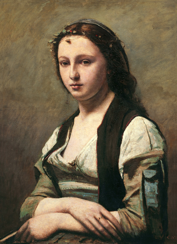 Woman with the Pearl a Jean-Babtiste-Camille Corot