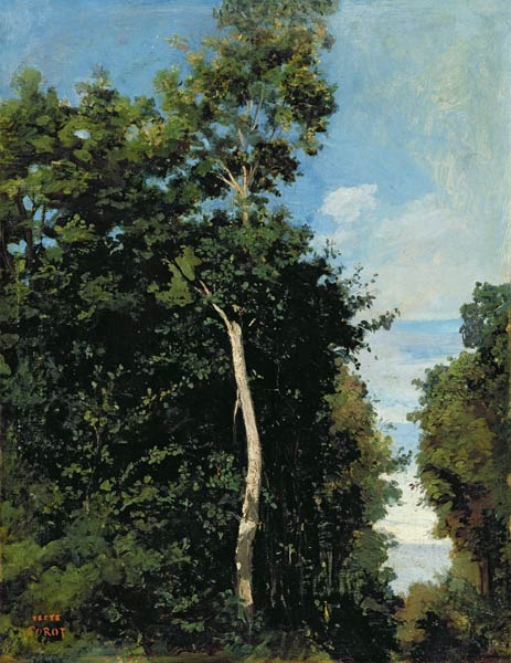 The Wood on the Cote de Grace in Honfleur a Jean-Babtiste-Camille Corot