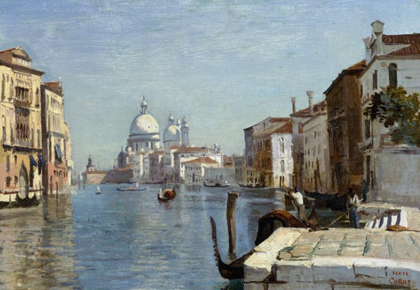 Venice - View of Campo della Carita looking towards the Dome of the Salute a Jean-Babtiste-Camille Corot