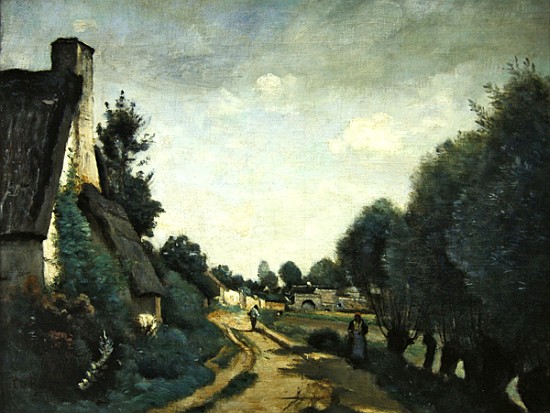 A Road Near Arras, or Cottages, c.1842 a Jean-Babtiste-Camille Corot