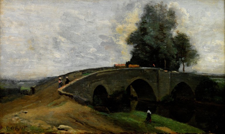 The old bridge a Jean-Babtiste-Camille Corot